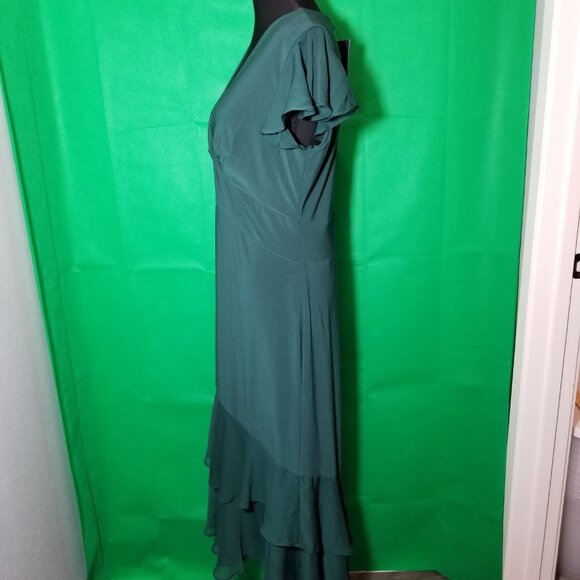 Tommy Hilfiger Flutter Sleeve V-Neck Chiffon Maxi Dress Women's Size 8 NWT - Picture 2 of 7